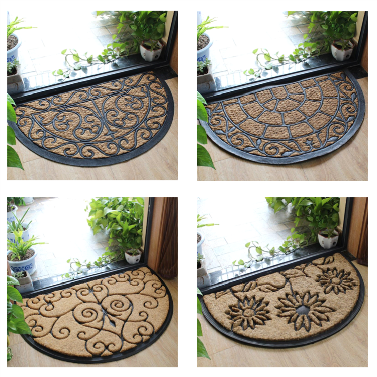 Natural Coir Entrance Matting / Coir Personalized Door Mats Grid Style