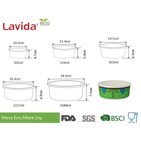 Recycled Durable Eco Bamboo Fiber Storage Box 5-PC Set With See - Through Lid