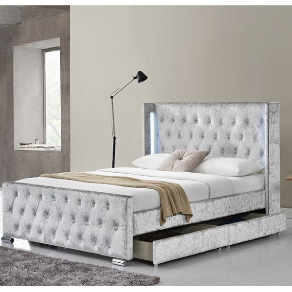 Optional Size and Multicolor Upholstered Bed Tufted Buttons With storage