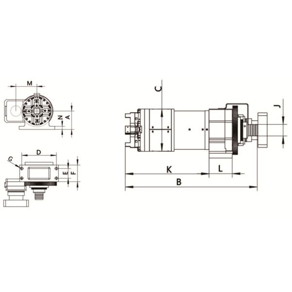 Pneumatic Feeding Chuck 4 Jaws Laser Cutting