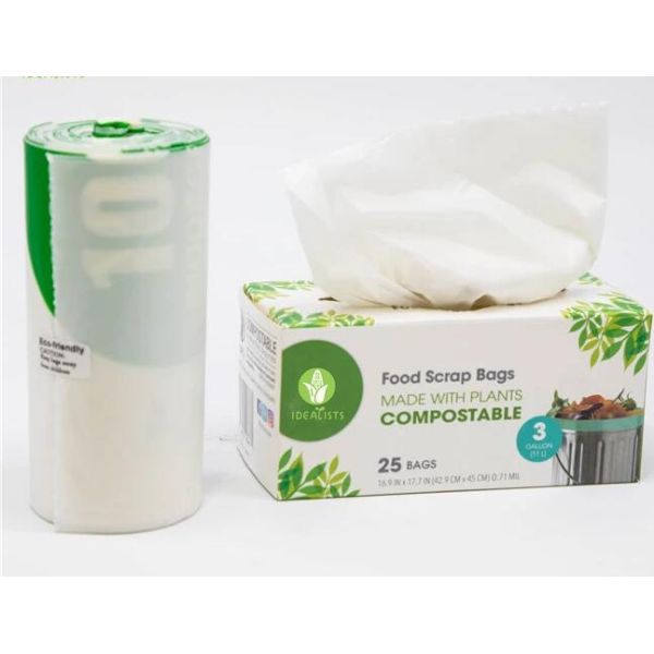 Green Garbage Cornstarch Bags Compostable Kitchen Food Waste Bags, compostable bioplastic trash bag food grade