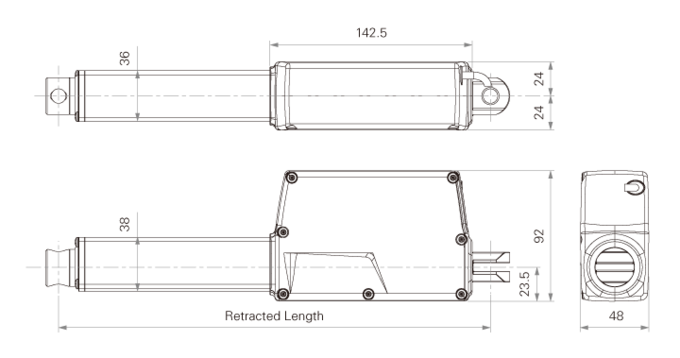 High-Force Space-saving DC Linear Actuators 24V 6000N 100mm Stroke Control System