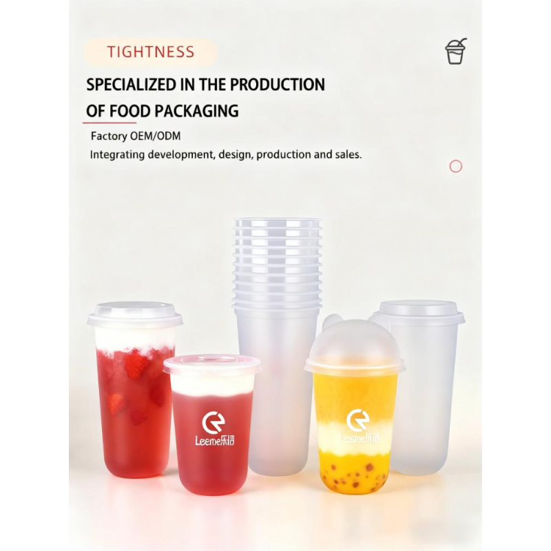 PP Boba Cup Custom Logo Disposable Plastic Cups Soft Clear Bubble Tea Plastic Cup with Lids and Straws