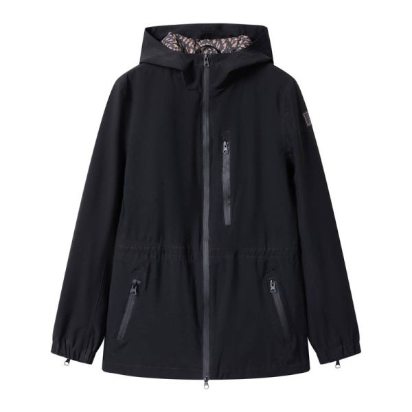 Lightweight Waterproof Hooded Parka Jacket with Stylish Printed Lining for Outdoor Wear