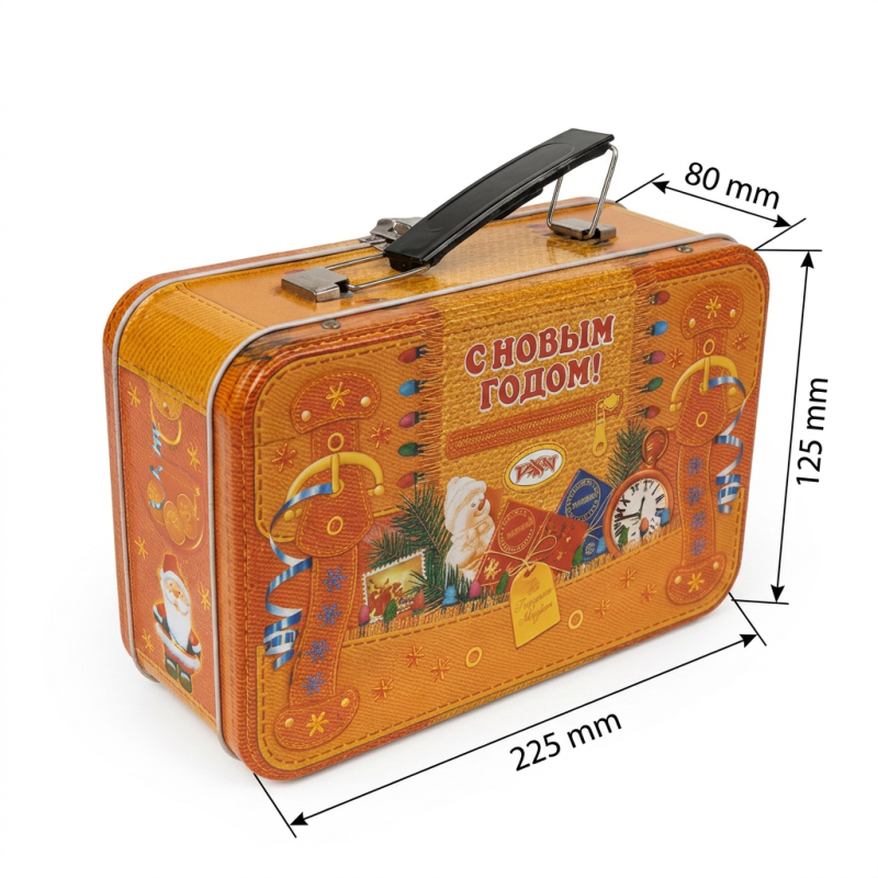 Dadi Customized Portable Metal Lunchbox Tin with Handle and Latch Premium Suitcase-Style Storage Box for Cookies Candies Gifts