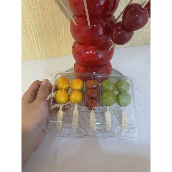 Customized Disposable Plastic Transparent Pet Foods On Stick Packaging Hidden Clamshell Tomatoes On Sticks Container With Lid