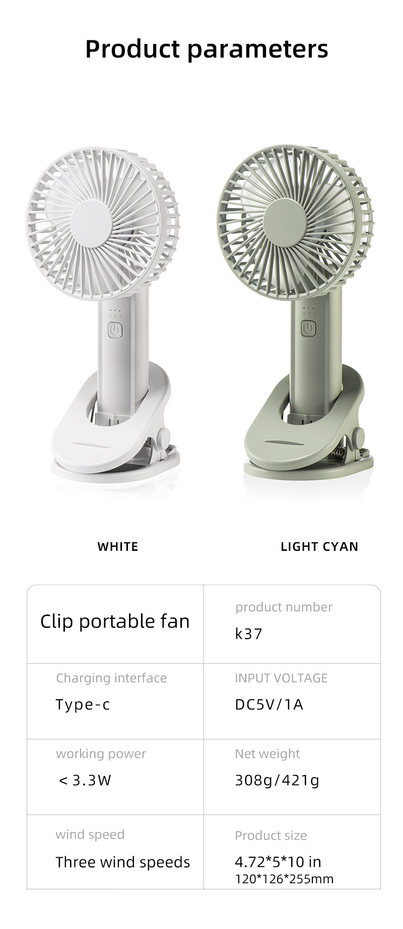 Custom Multifunctional Machinery Design Removable Rechargeable Battery Table Mini Portable Clip Desktop Handheld Fan