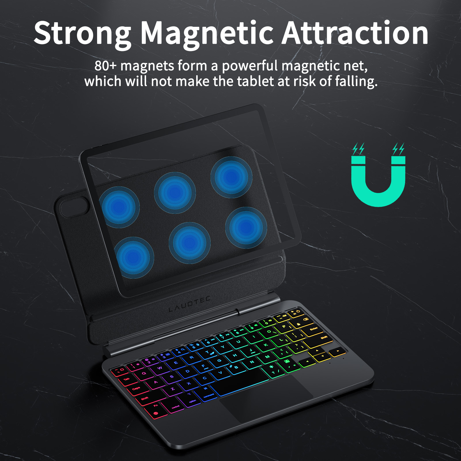 Magnetic Floating Keyboard Case for iPad Mini 6/7 8.3 Inch with Multi-Touch Trackpad 7-Color Backlit Bluetooth Wireless Case
