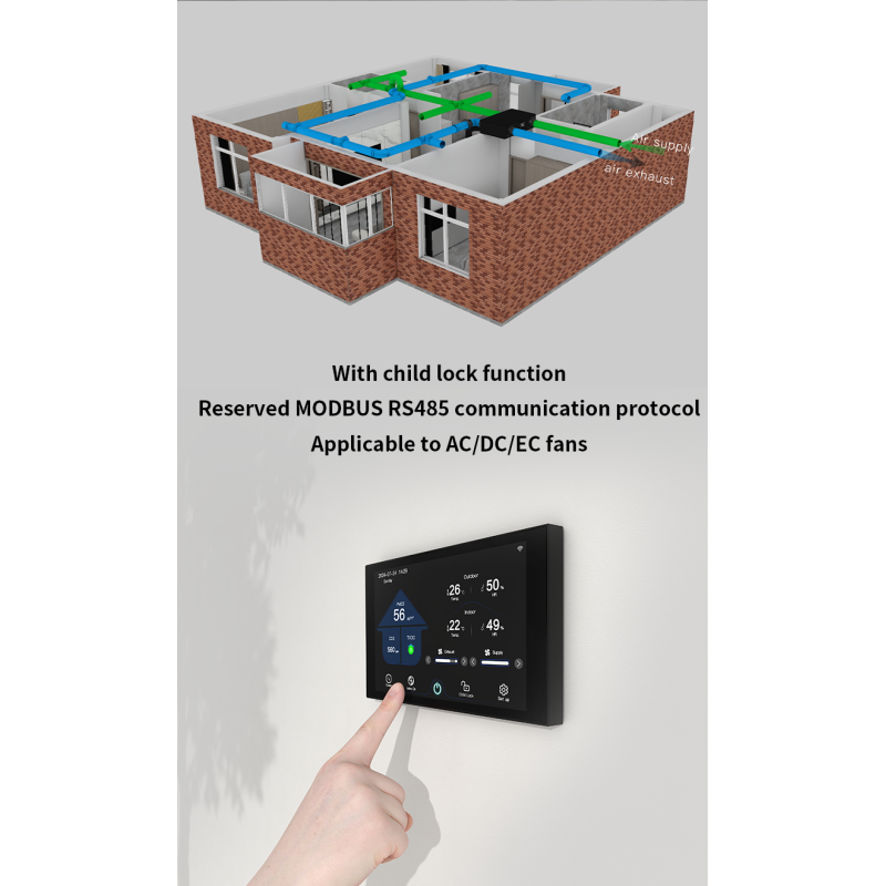 6.9 Inch CO₂ PM2.5 VOC Based Ventilation Control Energy Recovery Ventilation ERV Controller