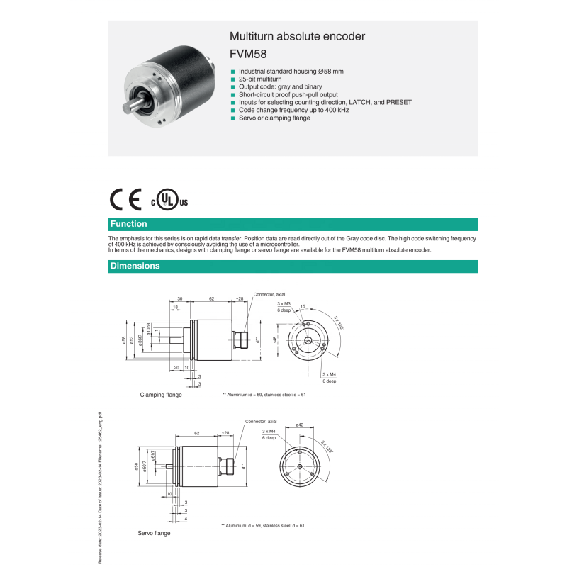 PEPPERL+FUCHS Multiturn Absolute Encoder FVM58N-011K2R3BN-1213