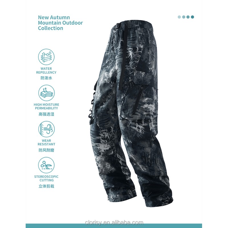 Ready-to-Ship Lightweight Canvas Men's Outdoor Waterproof Quick-Dry Shell Pants Loose Straight-Leg Cargo Casual Long
