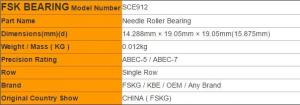 Buy cheap SCE912- PP SCE912 BCE912 Needle Roller Bearings 14.288mm × 19.05mm × 19.05mm product