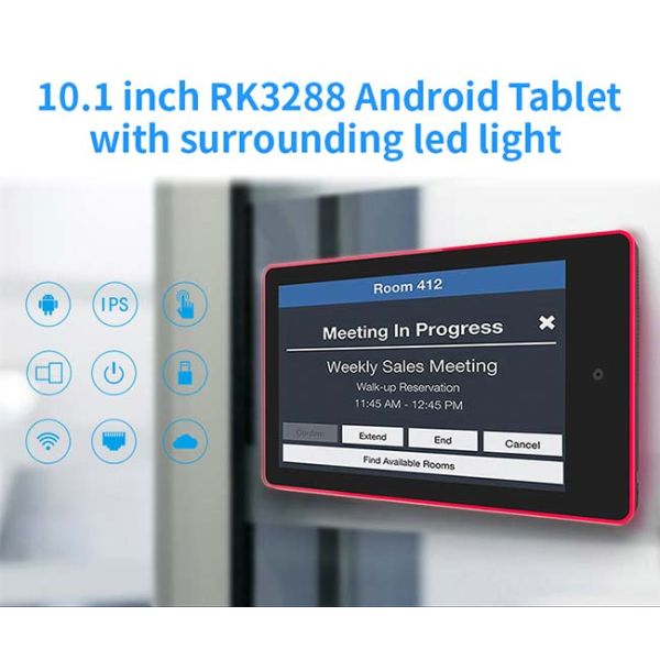 RK3288 Digital Meeting Room Tablet Booking With LED Light Bars NFC RFID