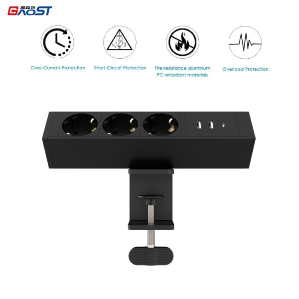 Universal Office Table Desk Clamp Power Outlet Socket Surge Protector ODM