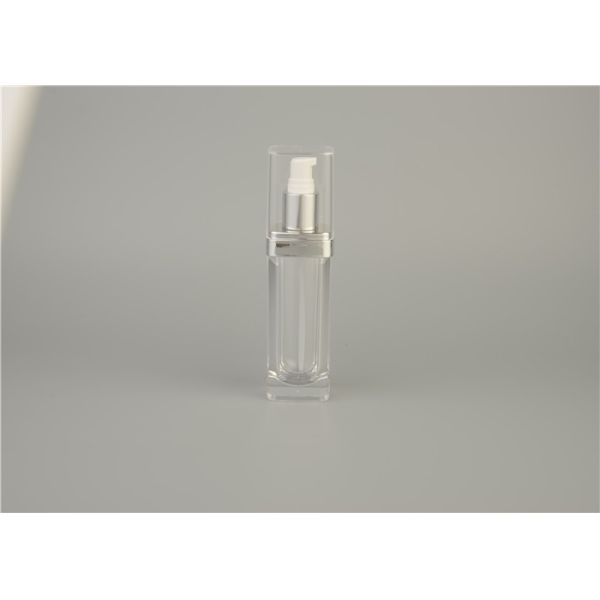 Double Wall White Slim Empty Cosmetic Bottles / 30ml Plastic Pump Bottles