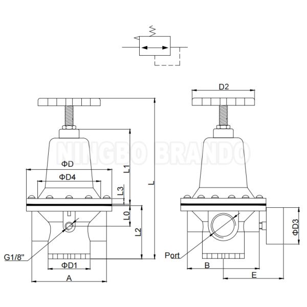 QTY-25 1'' 10 bar Pneumatic Air Regulator Pressure Reducing Valve With Gauge 0
