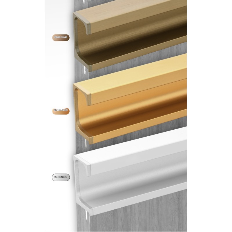 Rectangle Stainless Steel Modern Durable Furniture Handles Knobs Full-Height Hidden Dresser Cabinet Door Wardrobes Living Room