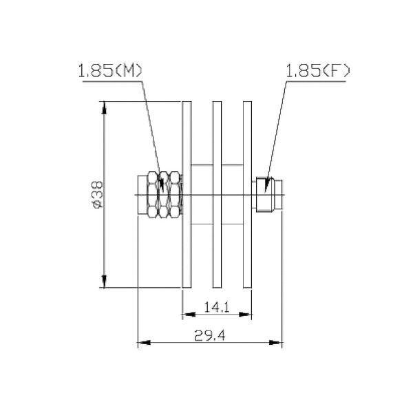 5 W Coaxial Fixed Attenuators DC-67 GHz Connector 1.85