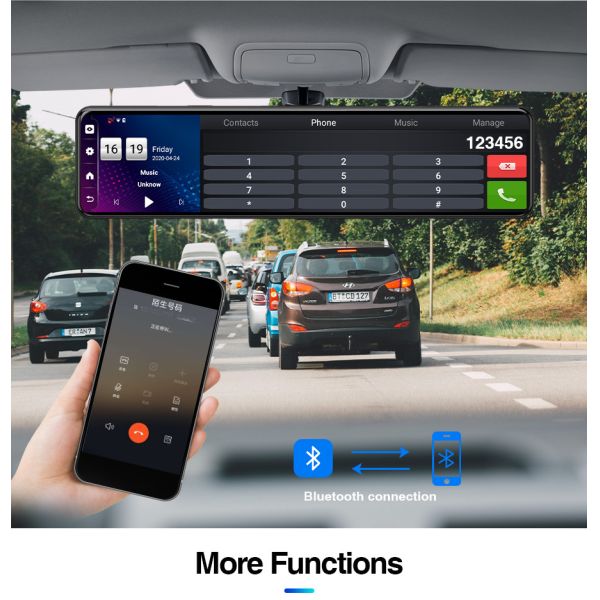 WDR Rear View Dash Cam With Speedometer Android 8.1 2G RAM 32G ROM GPS Navigation