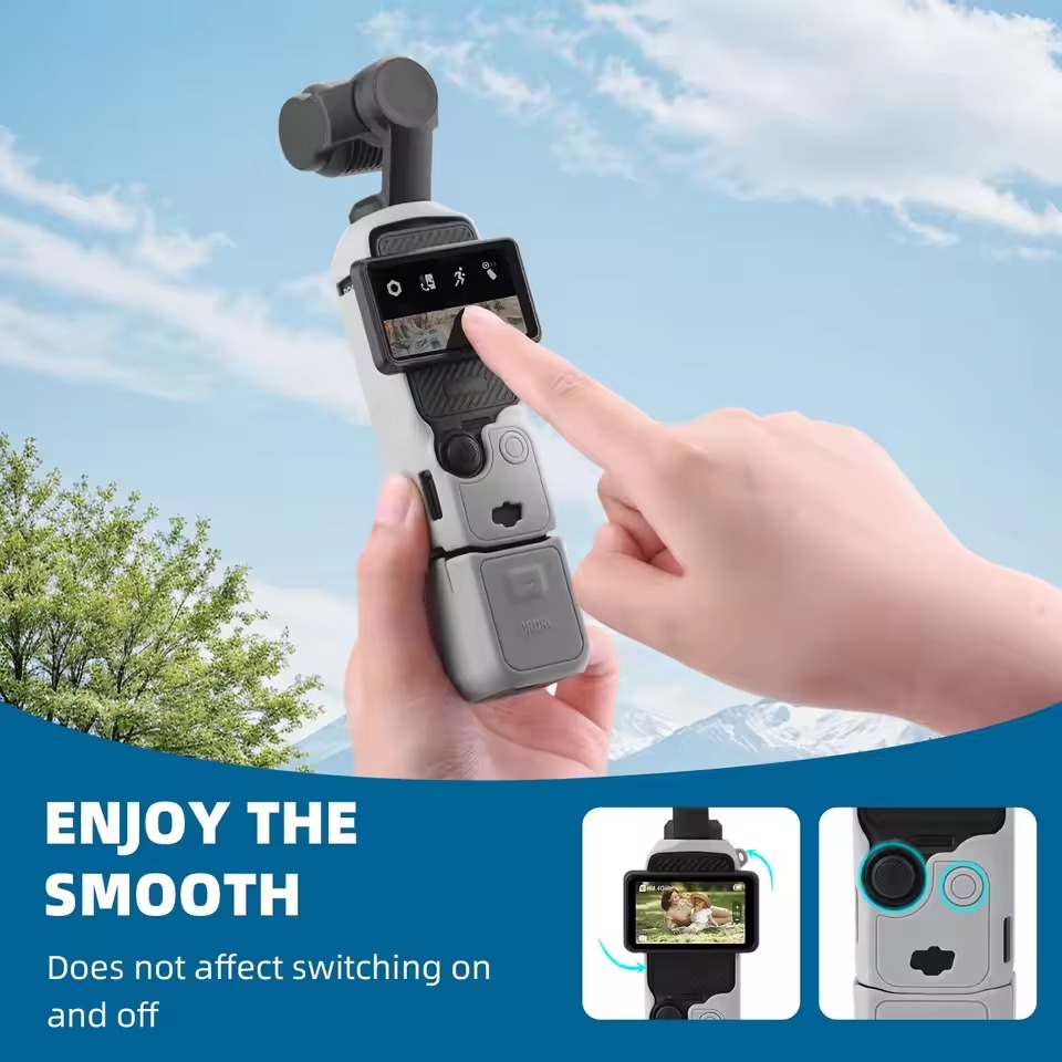 Laudtec High Quality Silicone Protective Case for DJI Osmo Pocket 3 Lens Screen Cover Shockproof Hand Strap Sports Camera