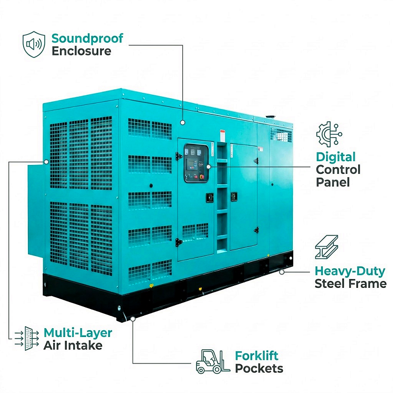 Eco Friendly Diesel Engine Generator Set Automatic Standby Power System Portable Silent Diesel Generator