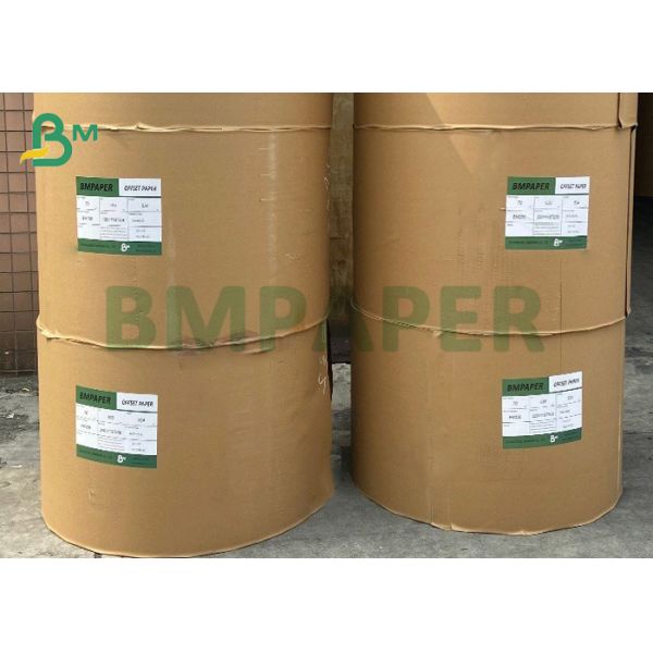 Jumbo Rolls 70gsm 80gsm Opaque White Offset Book Text Paper 635mm Width 
