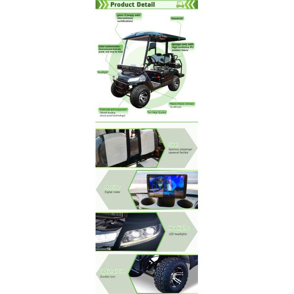 Custom Power Steering EV Golf Cart Electric Powered Vehicle 20mph