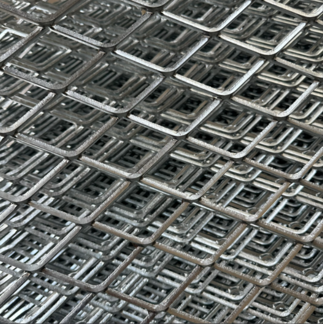 Architectural expanded metal mesh installation on building facade