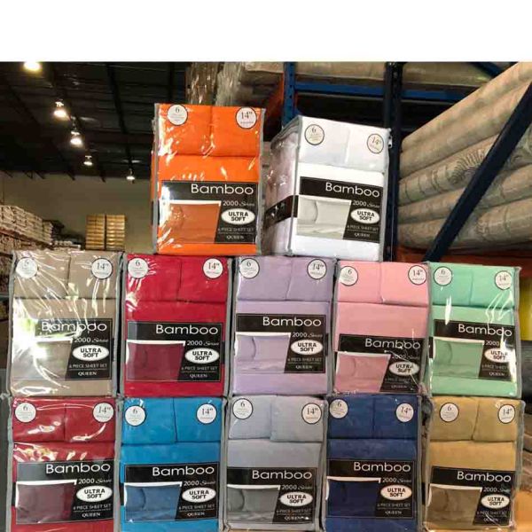 6pcs Soft Brushed 2200 Thread Count Bamboo Fabric Sheet Set NO Filling Machine Washable