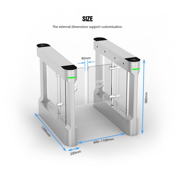 HCW Turnstile Swing Gate Controlled Access Train Station Facial Recognition Security