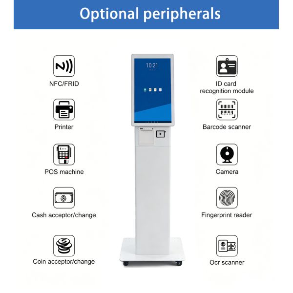 21.5 Inch Fast Food Ordering Machine Cashless Touch Screen Kiosk Smart Restaurant Self Pay Station for Cafe Factory