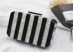 Square Black And Yellow Striped Acrylic Clutch Bag Box Evening For Women