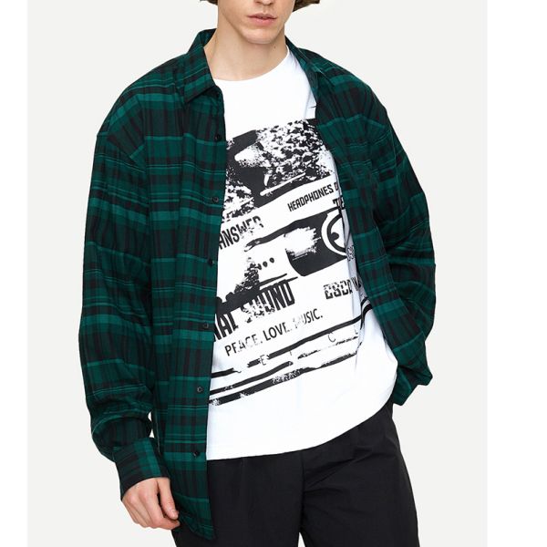 New Collection Long Sleeve Plaid Oversozed Shirts for Men