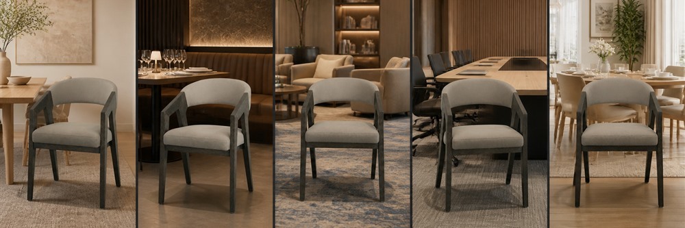 Curved Back Upholstered Dining Armchair CYC-025