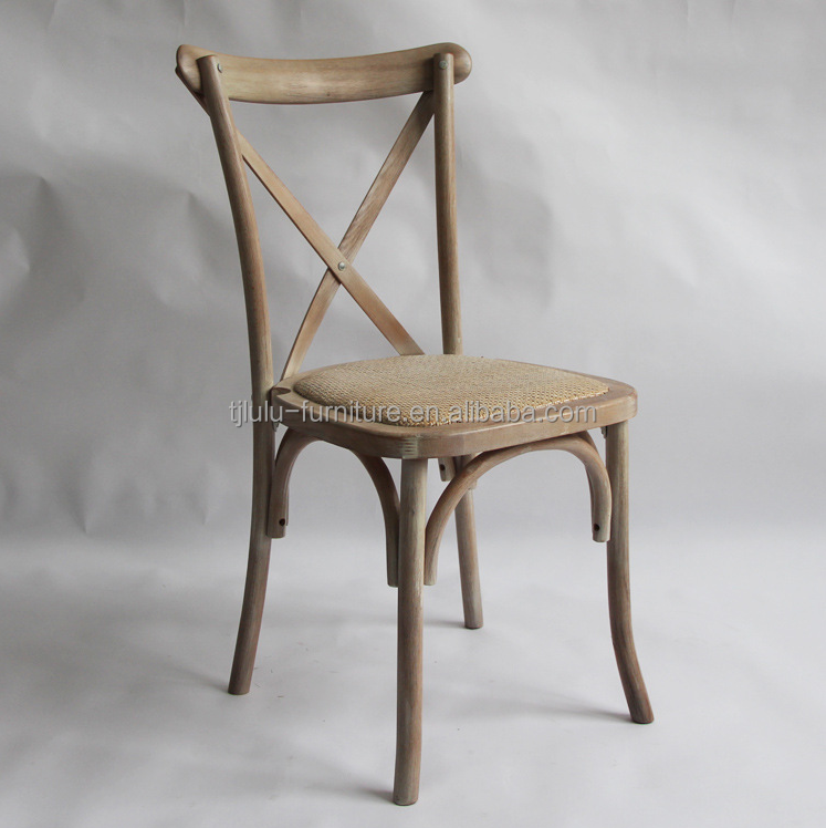 Customized Designs Nordic Modern Rattan Cross Back Stackable Solid Wood Banquet Wedding Wooden Chair OEM Service Accepted