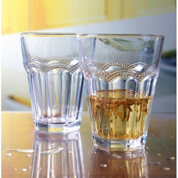 Stemless Embossed Multiple Tangent 10 Oz Glass Tumbler