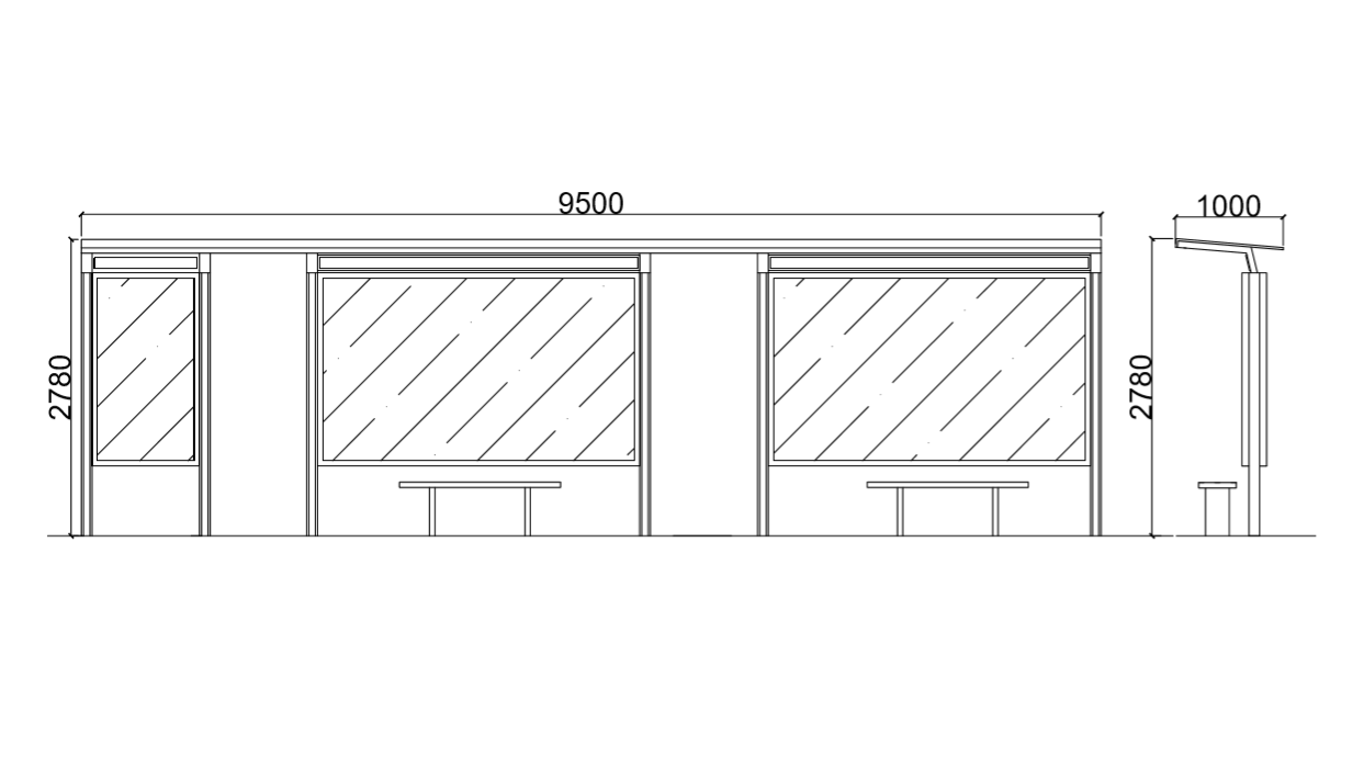 15degrees LED Backlit BRT Aluminum Bus Shelter