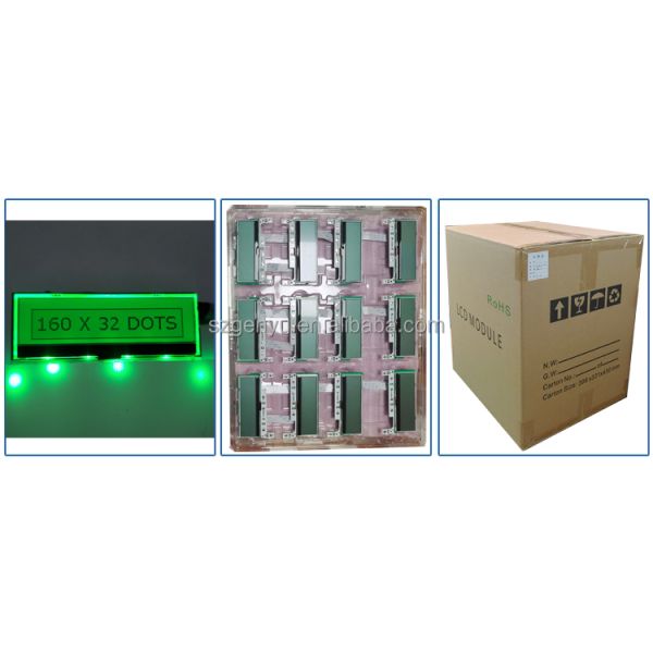 Lcd Genyu Monochrome Cob Design TN/HTN/STN/FSTN Display Modules 7 Segment Lcd Board 76*58 mm Display Size and Green LEDs