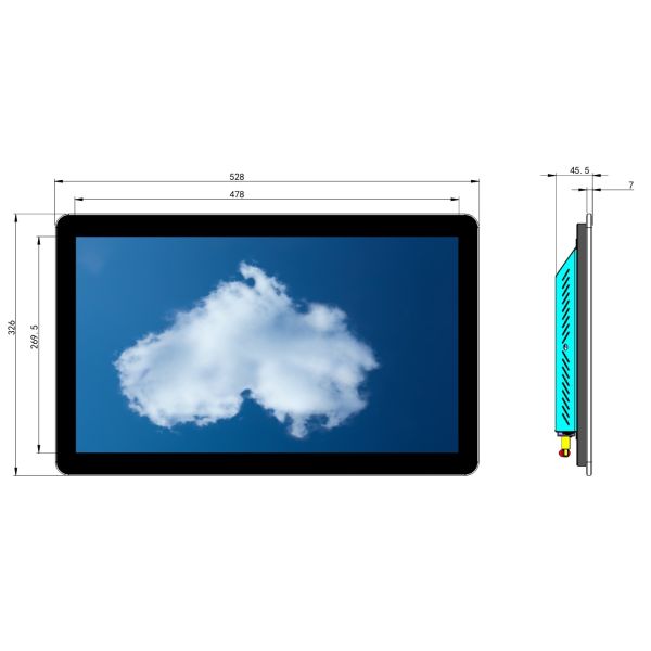 Wall Mounted 21.5 Inch Industrial Touch Screen Monitor With HDMI VGA DVI USB Ports