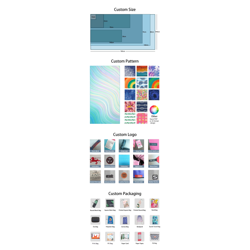 Waffle Microfiber Both Sides Custom Print Beach Towel With Customized Packging