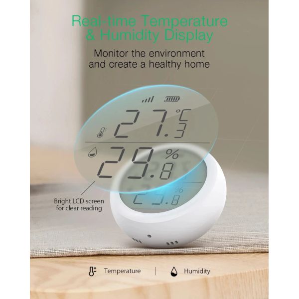 Smart Home Tuya Zigbee Wifi Wireless Smart Temperature And Humidity Sensor lcd Screen Use With Gateway
