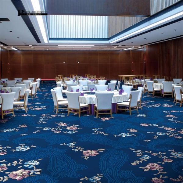 China stock beautiful printed blue wall to wall nylon carpet