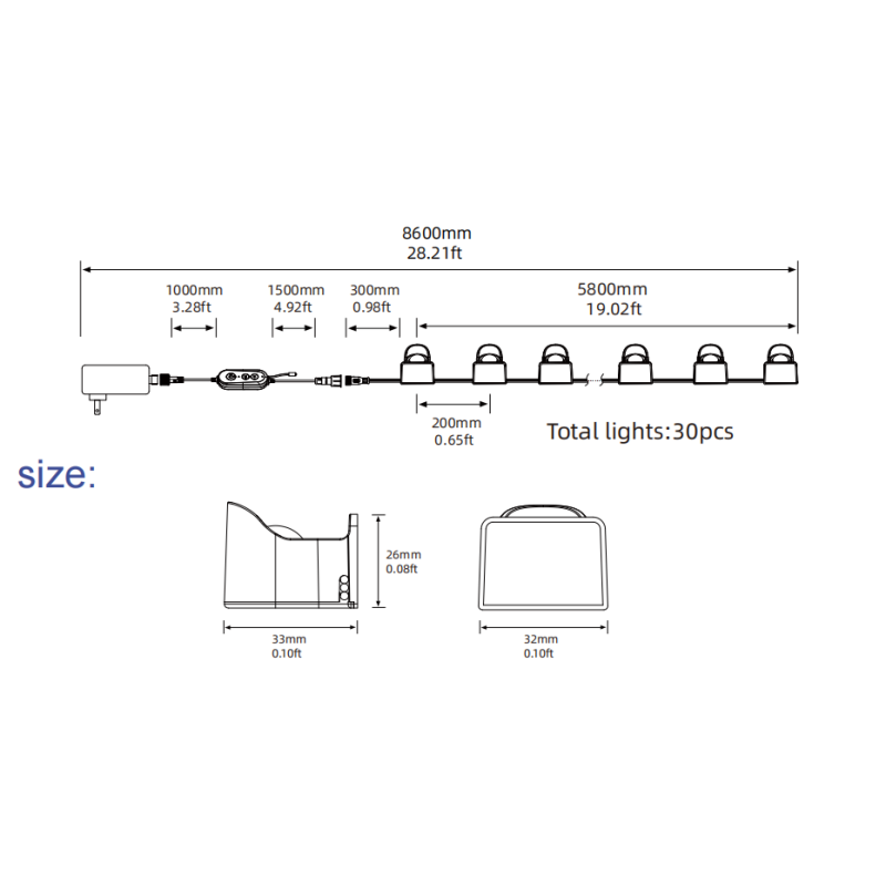 Bluetooth control Addressable RGBCW Smart Wall Sconces / Eave Lights For Christmas Decoration