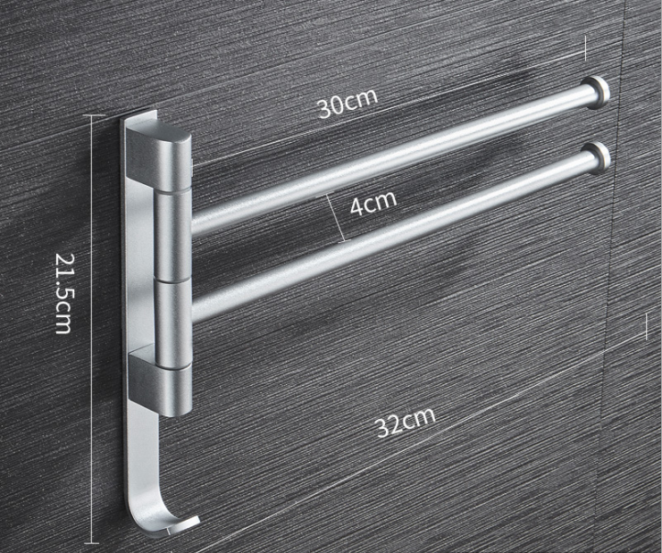 Foldable Rotary Rustproof Double Bar Towel Holder