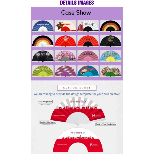 High Quality Custom Hand Fan Logo Foldable Hand Held Folding Plastic Fan