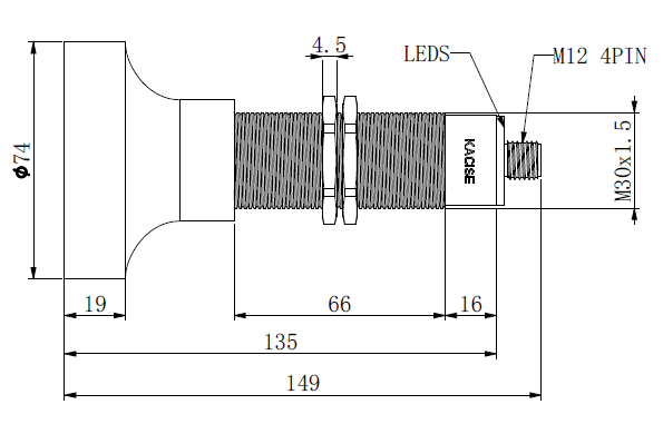 KUS3000 M30-Type3 Ultrasonic Level Transducer with 6m Range and Indicator