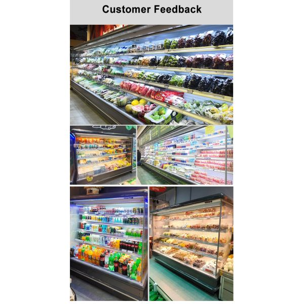 Customized Multi Shelves Wall Mounted Refrigerator Open Display Fridge
