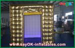 Photo Booth Led Lights Purple / Green Inflatable Photo Booth With Golden Curtain