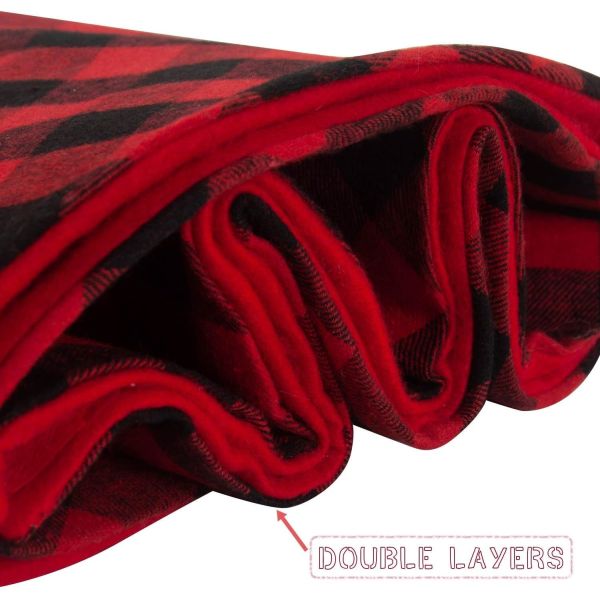 Christmas Tree Skirt Red and Black Plaid Buffalo Double Layers Checked Deco for Holiday Party Mat Xmas Ornaments