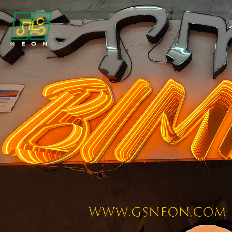 Custom Made Infinity Mirror Letter Sign For Unique Storefront Branding Logos